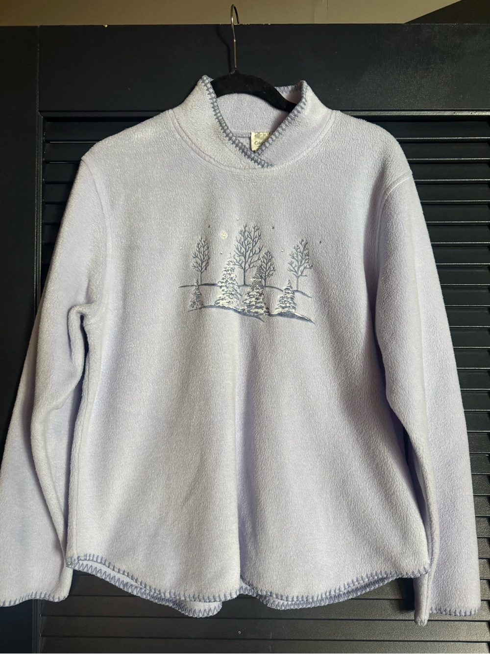 Coldwater Creek Lilac Purple Embroidered Winter Trees Fleece | M